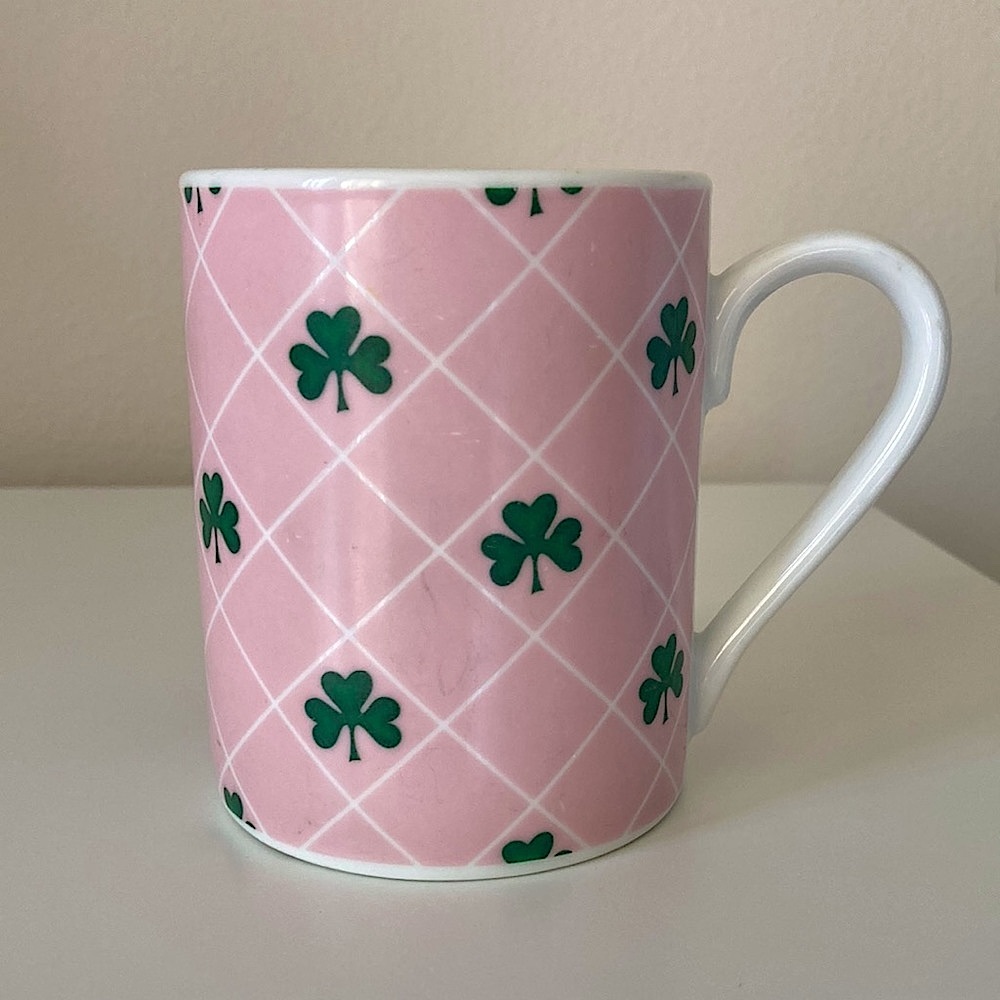 Shamrocks of Erin Irish Green Leaf Clovers Pink Green Shamrock Clover Coffee Mug
